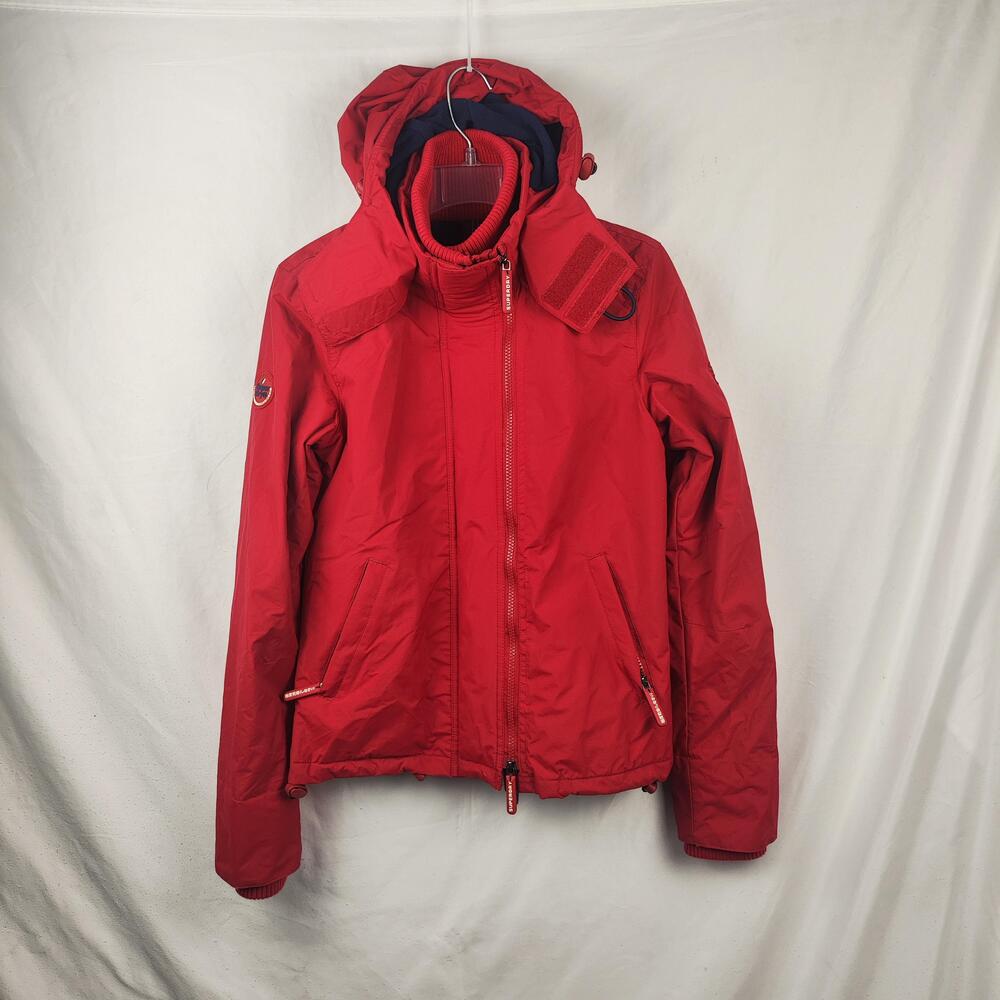 Superdry Jacket Womens XXS Red Windcheater International Hooded Windbreaker